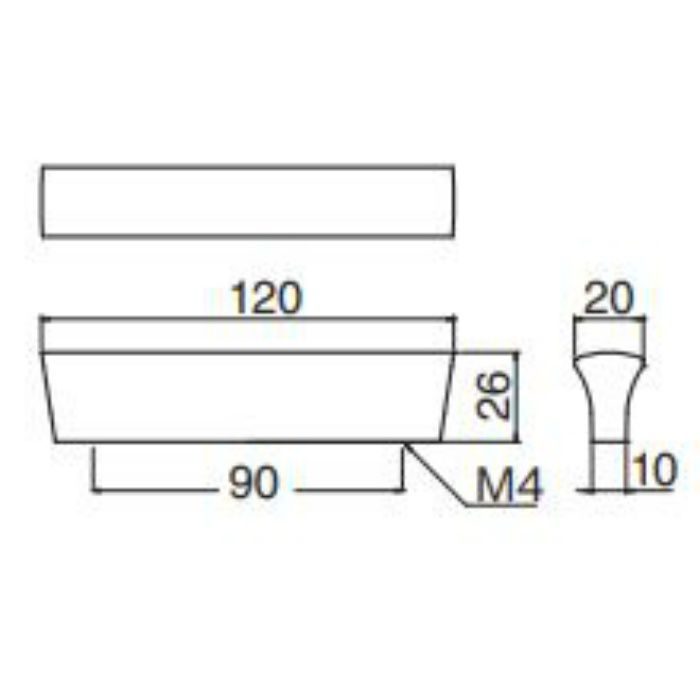 HW-21 ウッド 扇形ハンドル 90mm 白木ウッド
