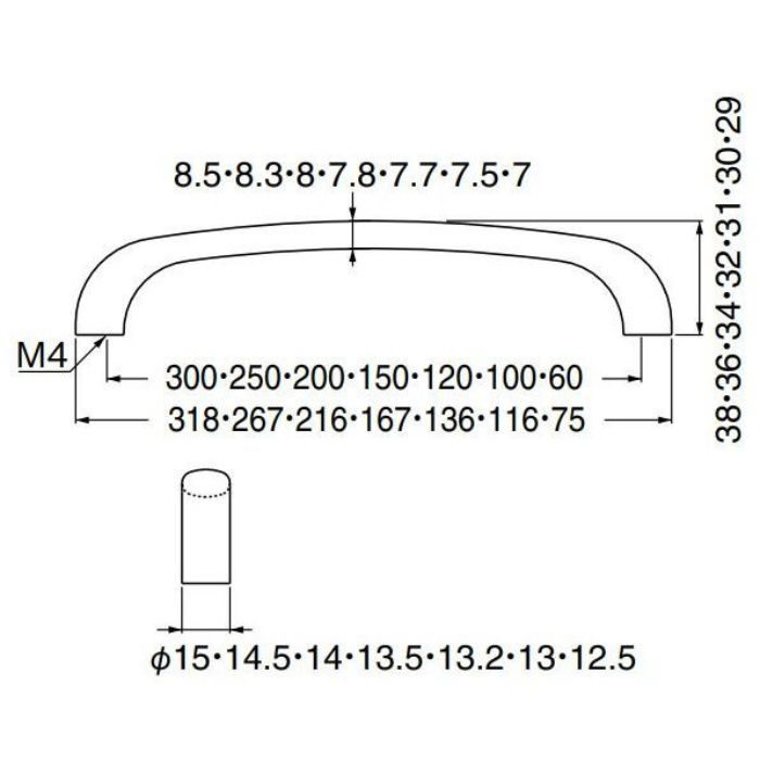 HZ-64 ユビキタスハンドル 100mm クローム