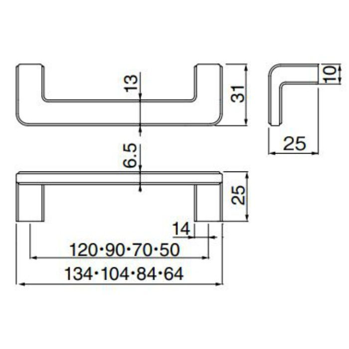 HZ-72 アルションハンドルL形 120mm シルバー シロクマ【アウン