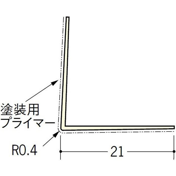 ペンキ・クロス下地材 出隅 ビニール L型コーナー21プライマー付 ミルキー 3m  01218-2