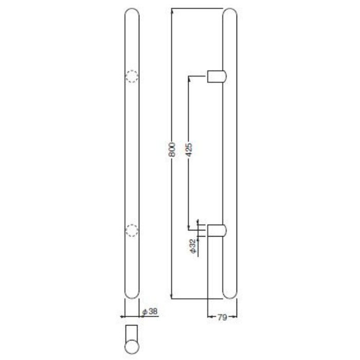 シロクマ カプセル取手 800mm 金 NO-300-