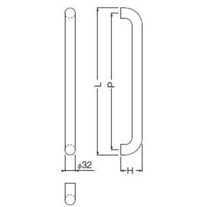 No.66S 真チュウ 丸棒取手 片面用 オン 600 金 シロクマ【アウン