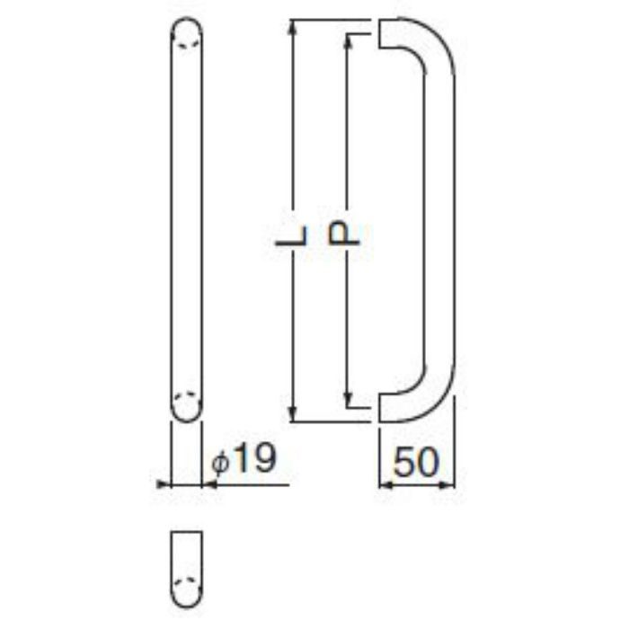 No.75S 真チュウ 丸棒取手 片面用 オン 180 金