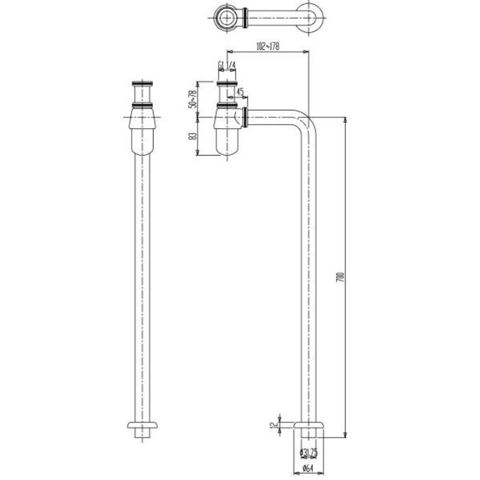 CER1103 排水金具Sトラップ 32mm （ボトルトラップタイプ） セラ