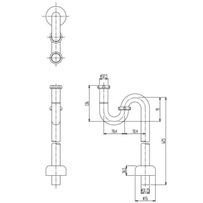 CER1202 排水金具Sトラップ 32mm セラトレーディング【アウンワークス