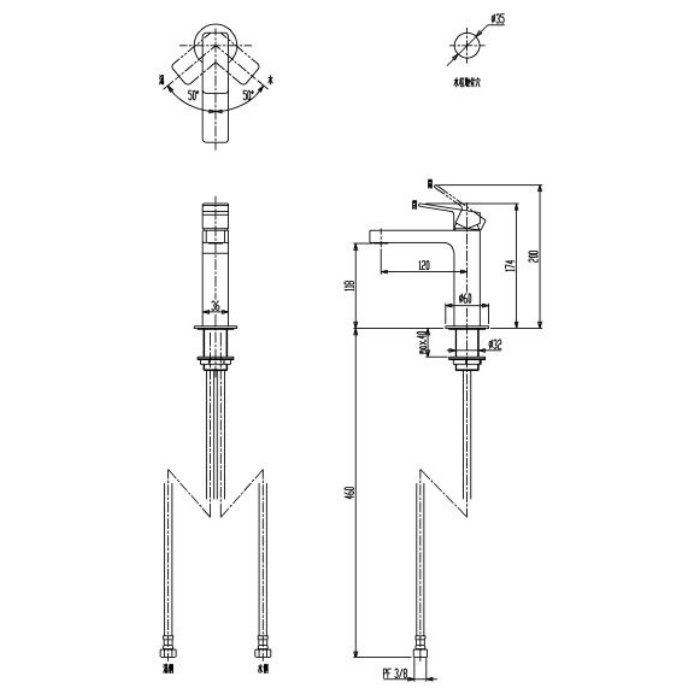 ZU0693R 洗面器用湯水混合栓 引棒なし（JW）