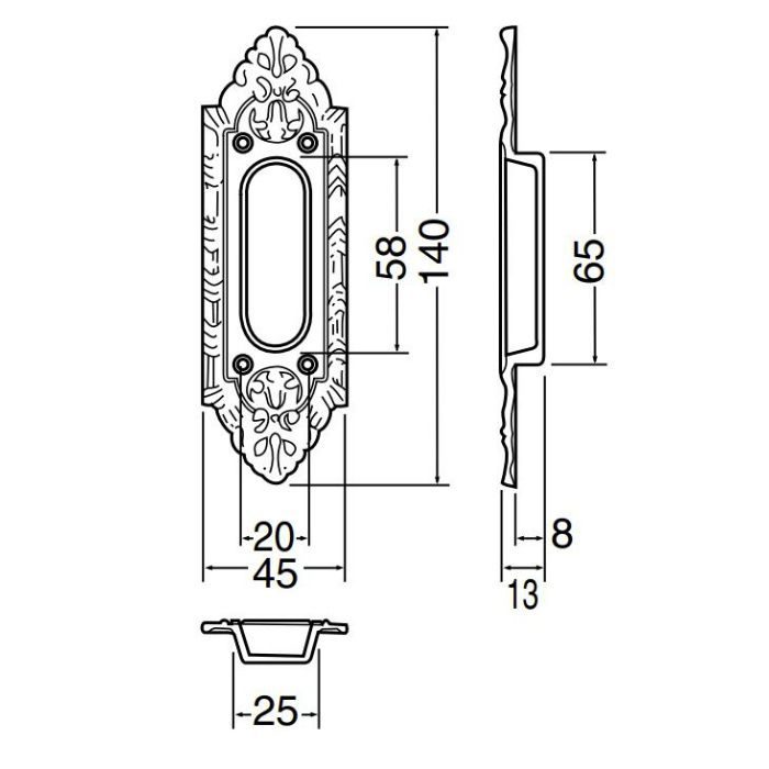 MB-231 唐草戸引手 大 古代色