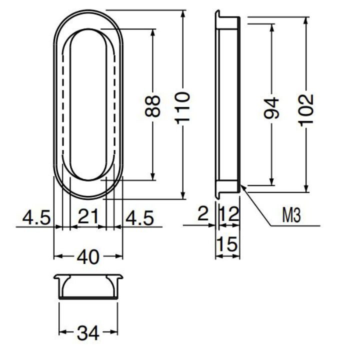 MZ-4 ダイカスト ソリッド小判両手掛 110 ホワイトブロンズ