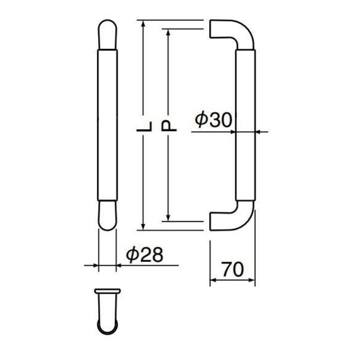 NO.135 ビッグデュエット取手 両面用 425mm 純金・ライトオーク