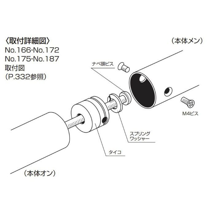 NO.172 ステン 丸棒取手 両面用 小 ヘアーライン