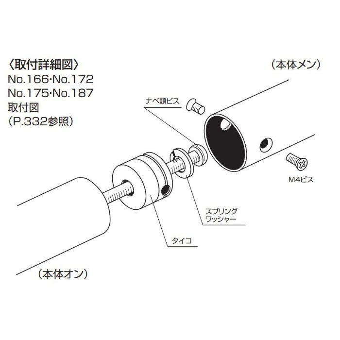 NO.172 ステン 丸棒取手 両面用 小 アンバー シロクマ【アウンワークス