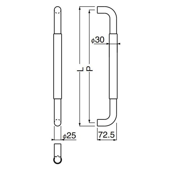 NO.174 ステン 丸棒取手 両面用 600mm ダークブラウン／純金 シロクマ