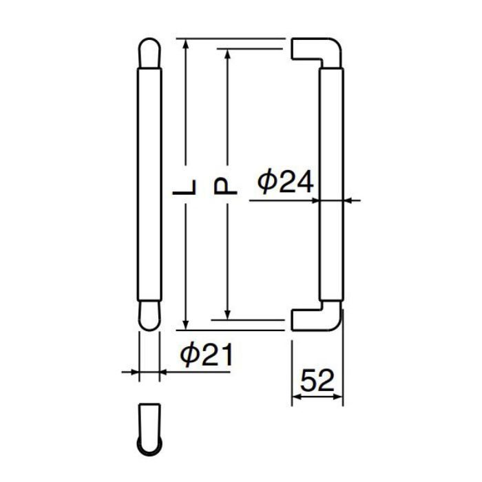 NO.185S ミロ取手 片面用 230mm メン シルバー・ライトオーク