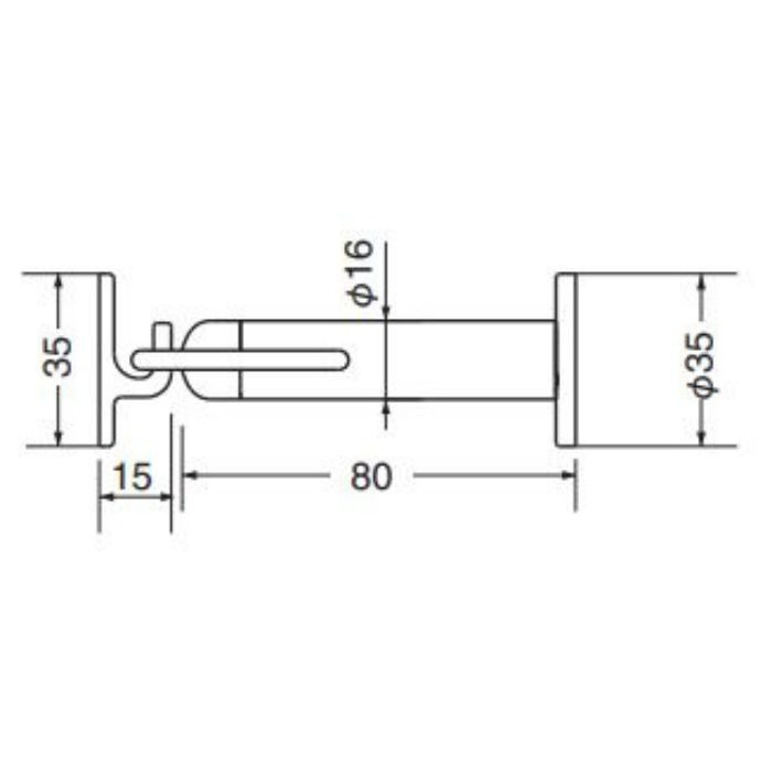 RB-33 アオリ止メ付座付キャノン戸当り 80mm クローム