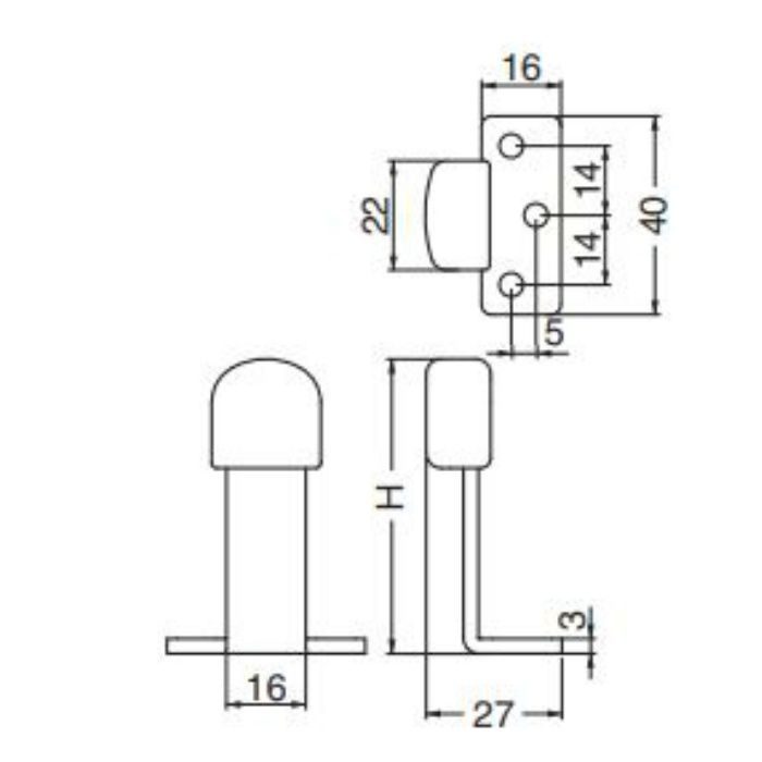 RS-23 チェンジ戸当りT形 ステンレス 75mm ソフトミラー