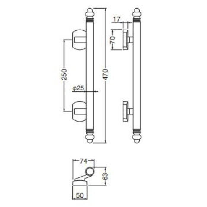 SPP-12 マーズ 470mm クローム／ヘアーライン シロクマ【アウン