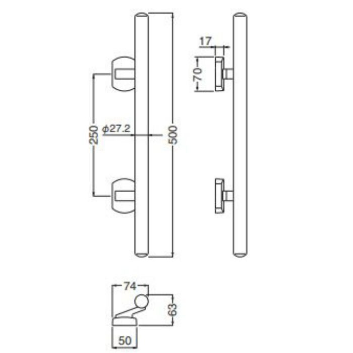 SPP-6 甲丸丸棒 ステンレス 500mm バイブレーション シロクマ【アウン