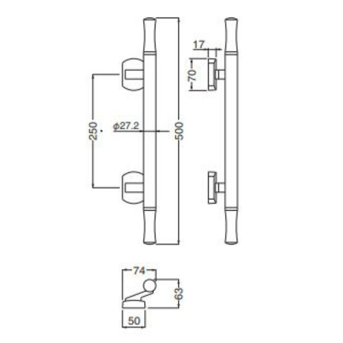 SPP-8 ステラ 真鍮＋ステンレス 500mm サテンゴールド シロクマ