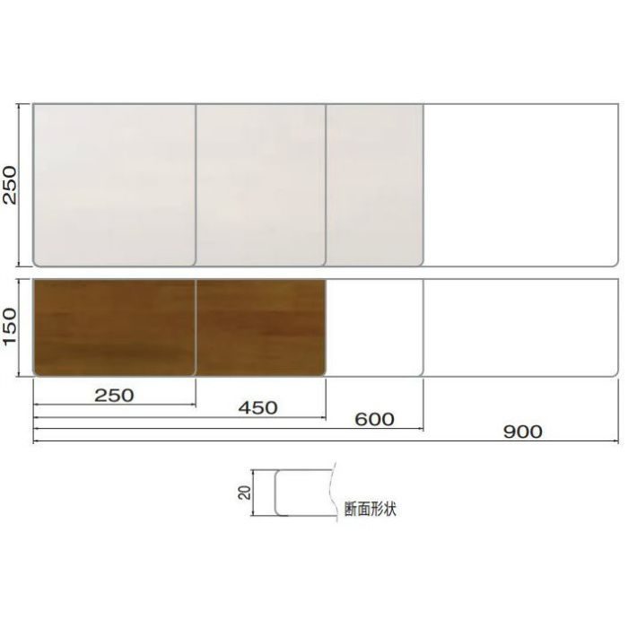 TG-100 集成材棚板B形 150×600mm ダークオーク
