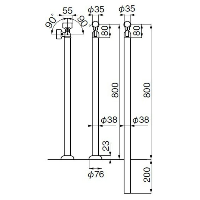 住宅改修 支柱 埋込み式 シロクマ ABR-706U UL-711305