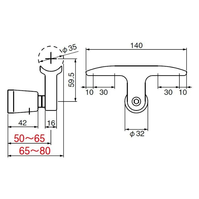 ABR-800 スライドブラケット長受 35φ シルバー