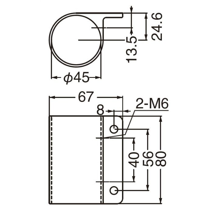 ABR-819 支柱ブラケット通 45φ用 アンバー シロクマ【アウンワークス通販】