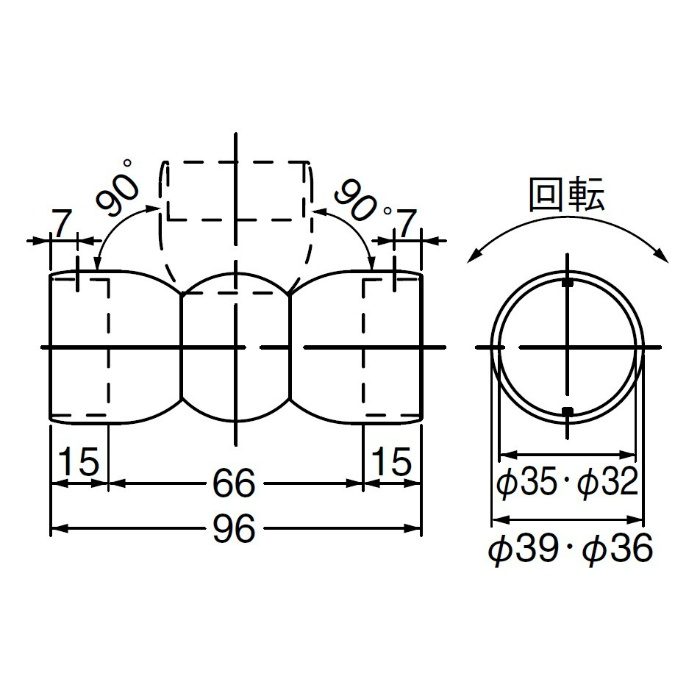 BR-113 自在ジョイント 35φ シルバー