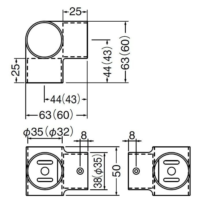 BR-164 E形四方 32φ シルバー【セール開催中】