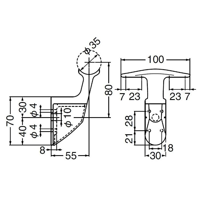 BR-191 W形ブラケットL長受 35φ AG