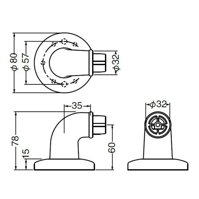 BR-270 どこでもブラケットエンド 32φ ブラウン