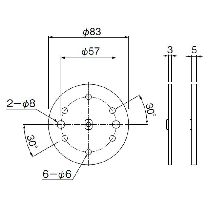 BR-270P どこでも手すり用段差解消スペーサー 厚み3mm アイボリ