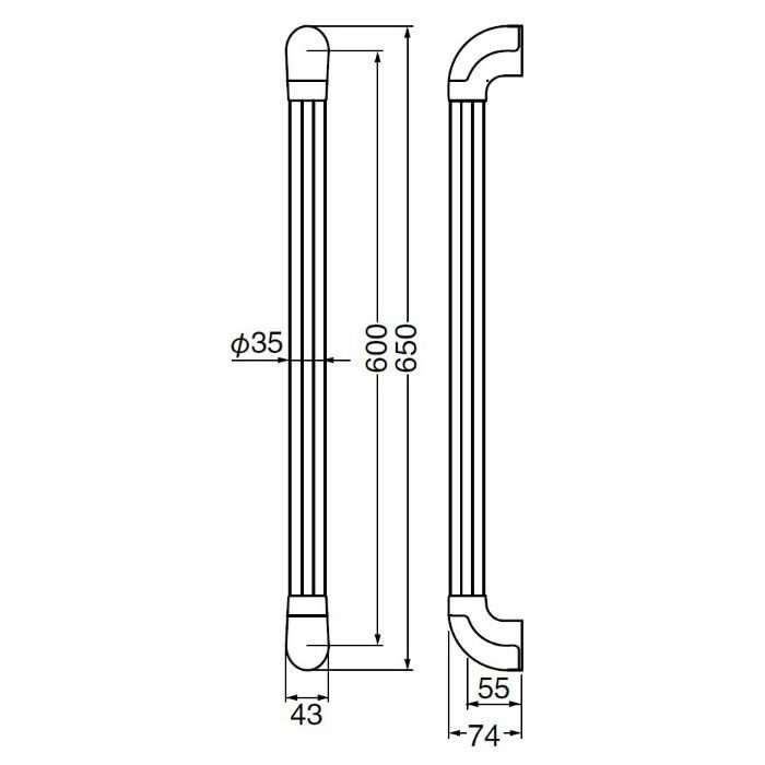 BR-555 ユニバーサルクッション手すり クローム・ワインレッド