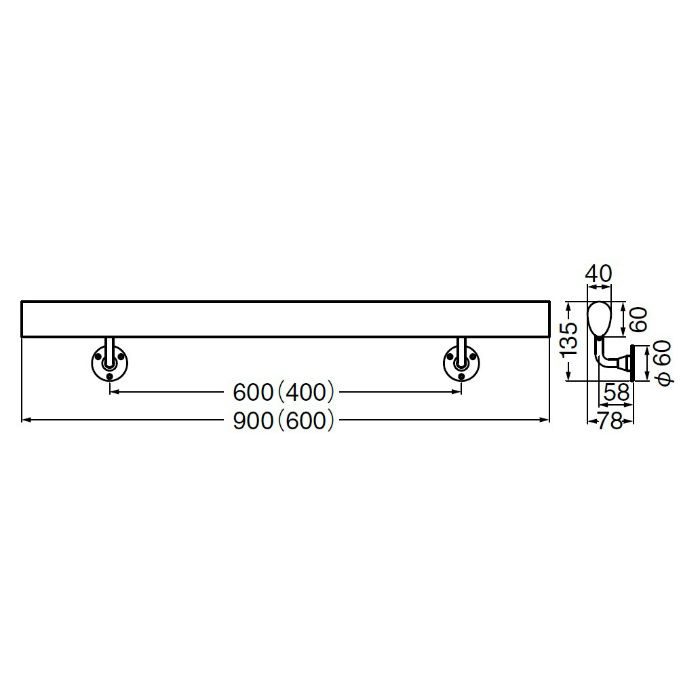 BR-570 エンパイア手すり 900mm ひのき無塗装
