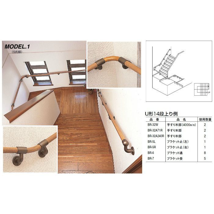 シロクマ アルミブラケット止(右) 32Φアンバー BR-5R - 移動・歩行支援用品