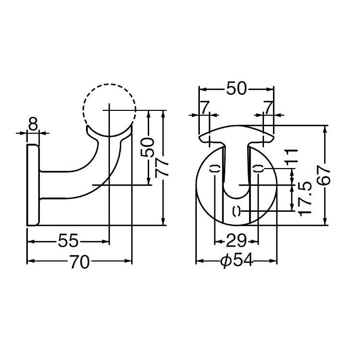 BR-600 C形ブラケットL受 35φ AG