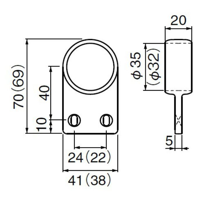 BR-682 フラットブラケット通 35φ AG シロクマ【アウンワークス通販】