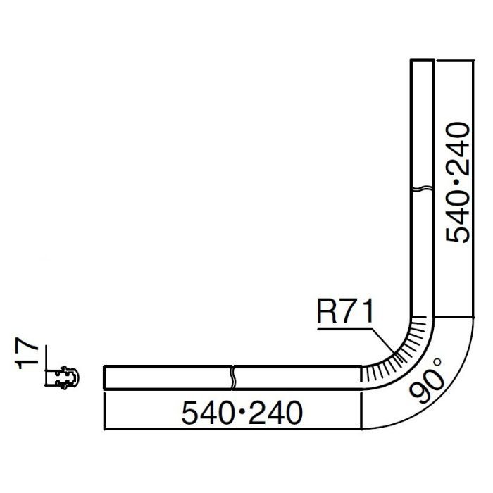 BR-736 コーナー用レール 1200mm アルマイト シロクマ【アウンワークス