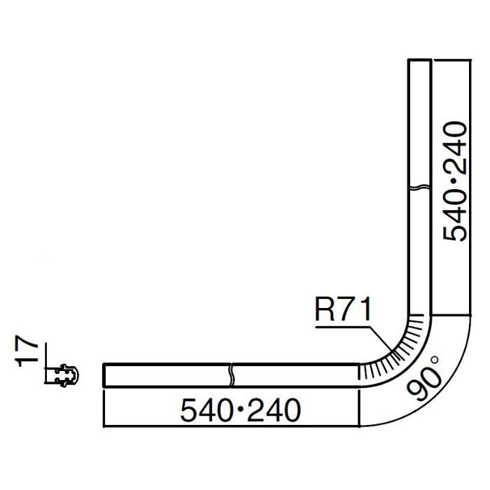 BR-736 コーナー用レール 600mm アルマイト