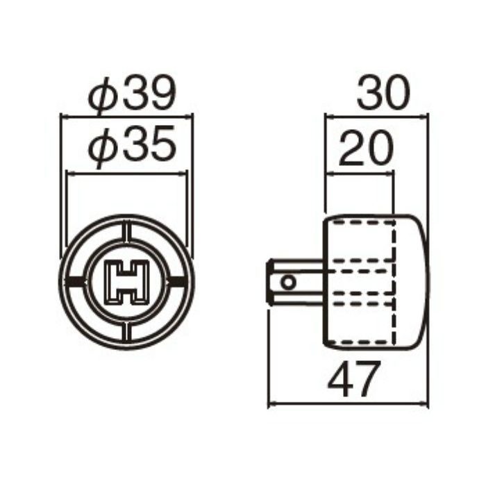 BR-753 スマートラインエンドキャップ 35φ アイボリ シロクマ【アウン