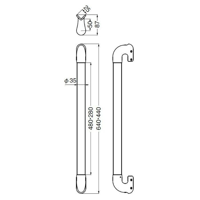 BR-862 出隅二点手すり 600mm×35φ AG・ライトオーク シロクマ【アウンワークス通販】 清水 出隅二点手すり 600mm BR-862 アンティークゴールド・ライトオーク