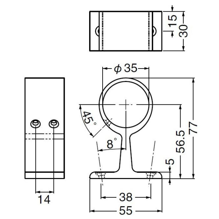 BR-87 アルミ異形ブラケット直通 35φ AG