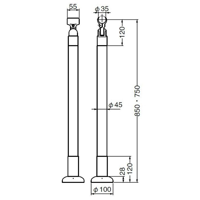 GBR-721B 支柱 850mm ライトオーク シロクマ【アウンワークス通販】