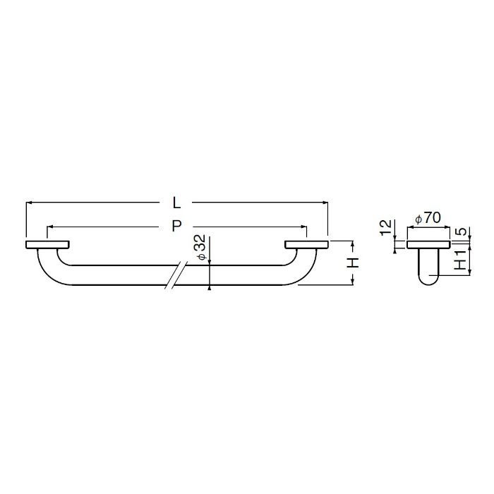 NO.702 丸棒ニギリバー ステンレス 600mm 鏡面磨