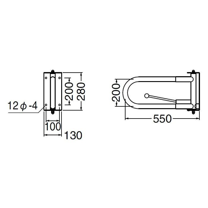 NO.855R 可動式手すり（右） 550mm ライトオーク