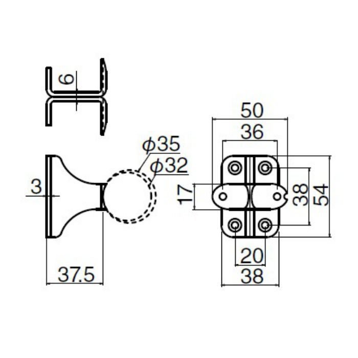 SBR-112 ツインブラケット直受 35φ・32φ アンバー シロクマ【アウン