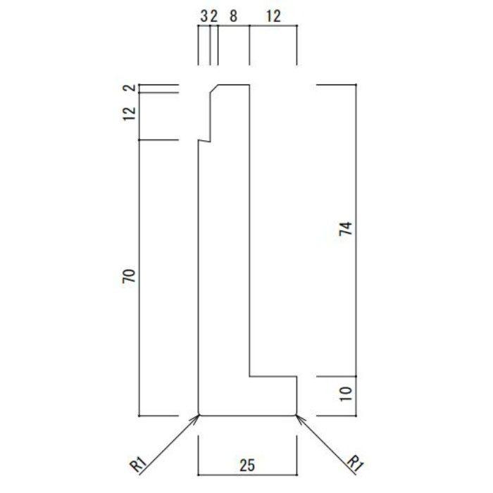 S-70 ユニットバス枠 左右枠 長さ2200mm W‐6 カイダーベースボード工業