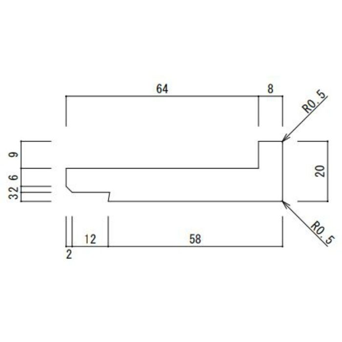 20本)カイダーベースボード工業 ユニットバス枠 S-58 上下枠58×25