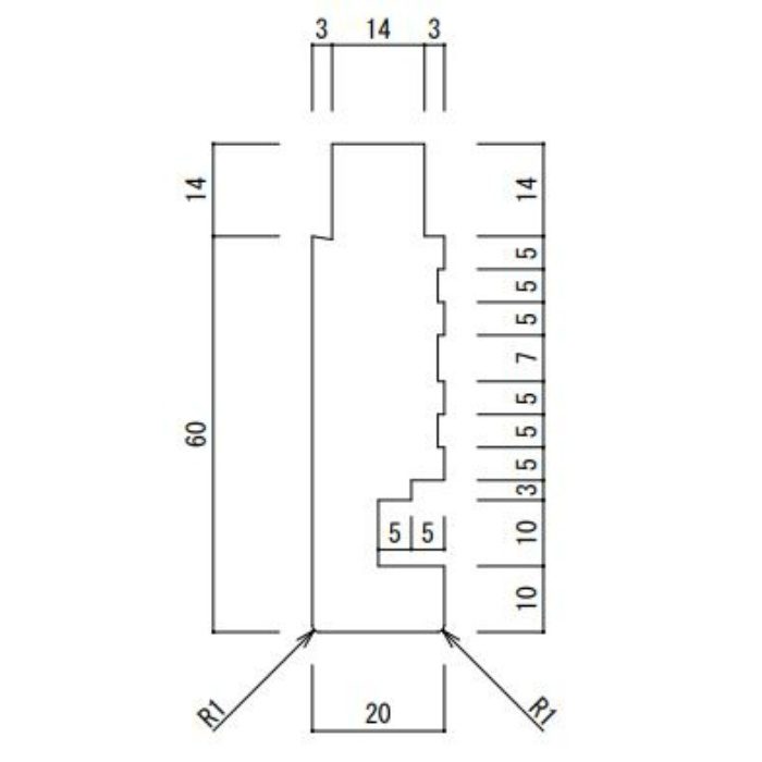 KSS-60 スマートボディユニットバス枠 左右枠 長さ2100mm W‐6