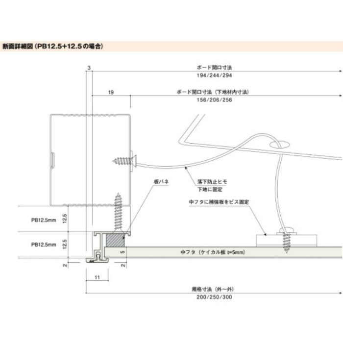スマートⅢ点検口 12.5mm用 250×250mm ホワイト 壁付用