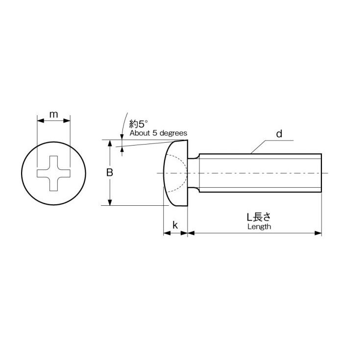M701-0608 MIC ナベ頭小ねじ 三価クロメート M6×8 62個入